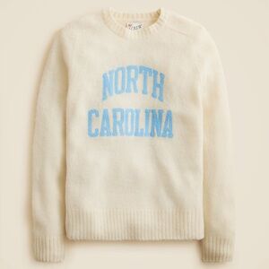 47 X J.Crew Brushed Wool North Carolina Sweater Ivory & Blue Collegiate $248 - L